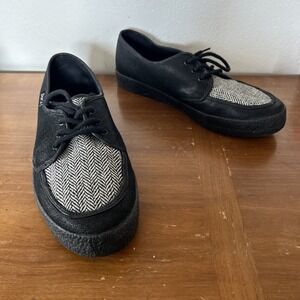 Draven Shoes Men's Skater Lace Sneaker Trainer Shoes Black Herringbone Rare 10